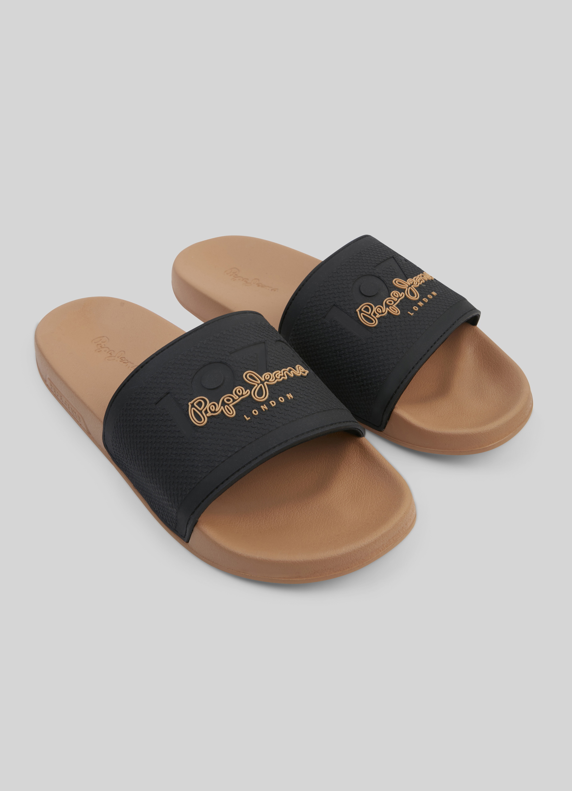 Brown Lightweight Beach Slides With Textured Logo Print, , large image number 5