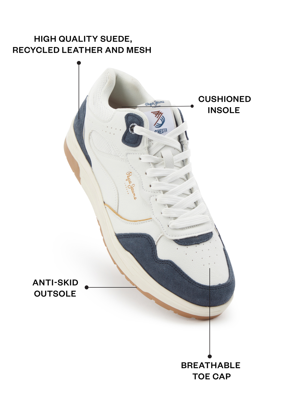 White High-cut Anti-skid Cupsole Sneakers, , large image number 1