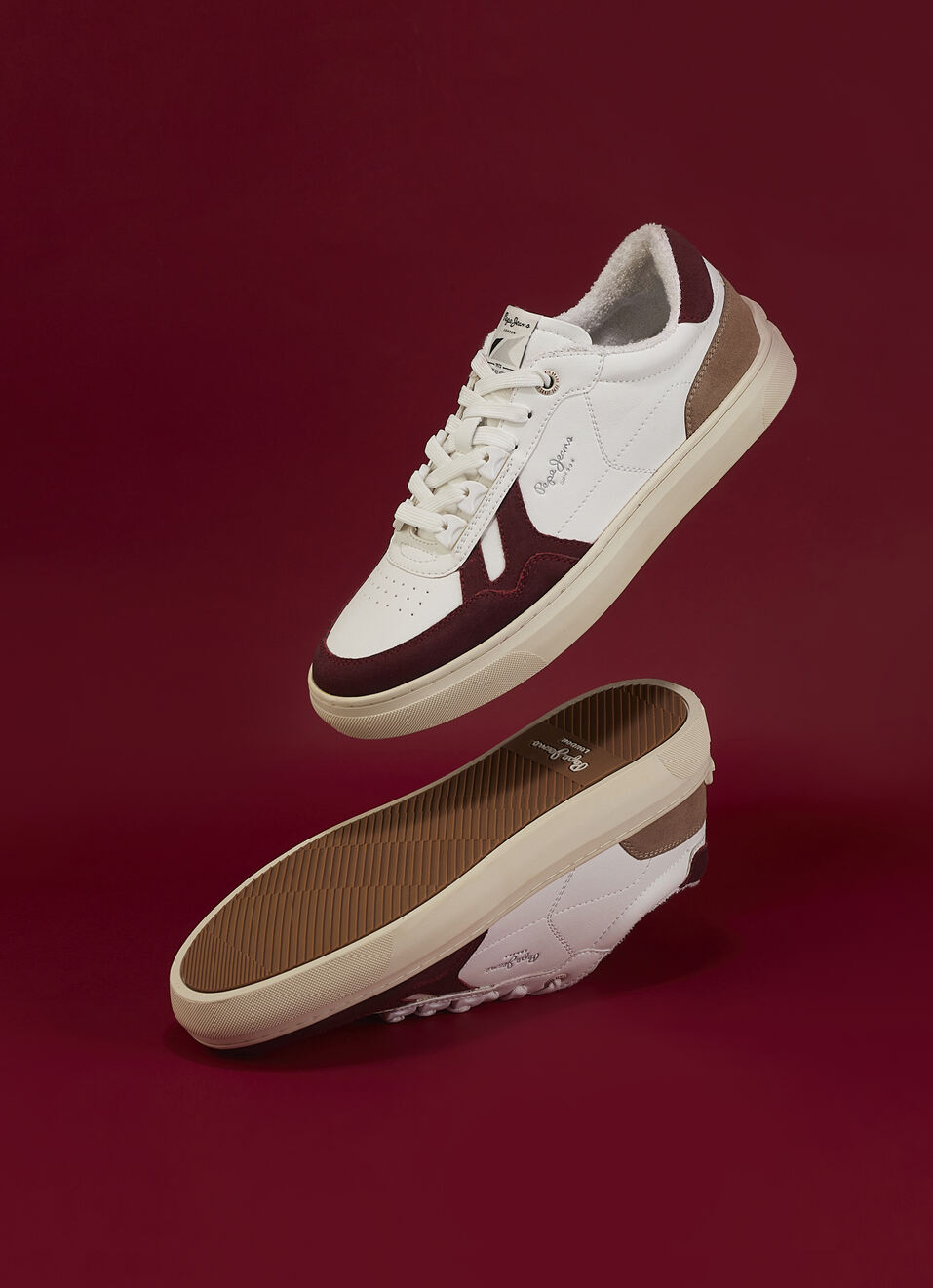 White And Red Retro Anti-skid Cupsole Sneakers, , large image number 0