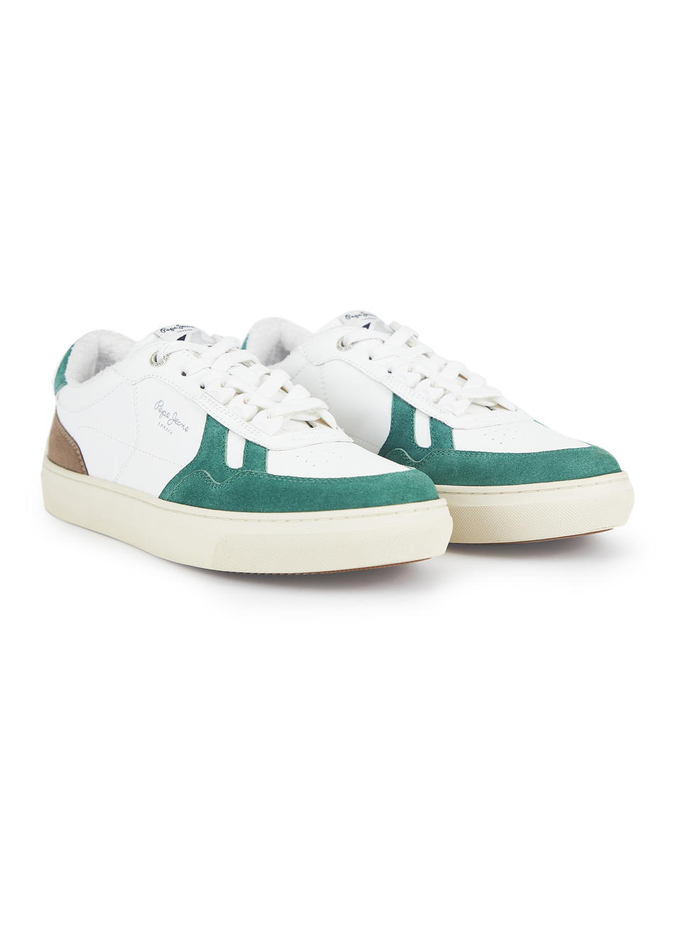 White And Green Retro Anti-skid Cupsole Sneakers, , large image number 2