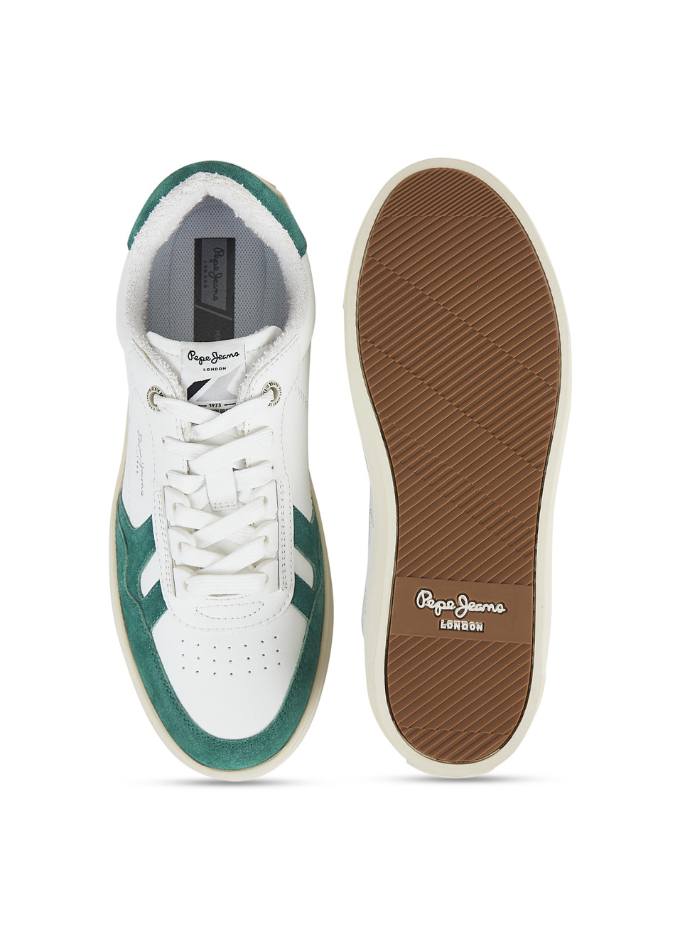 White And Green Retro Anti-skid Cupsole Sneakers, , large image number 4