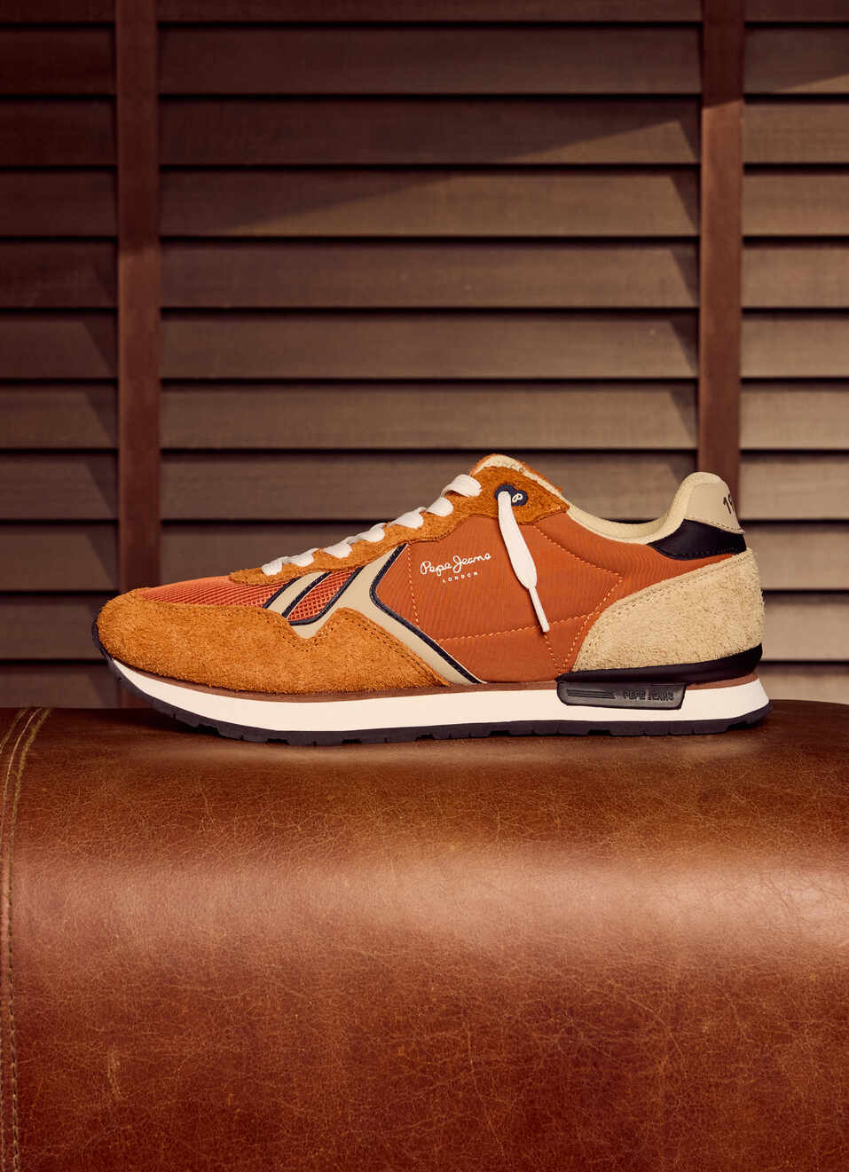 Orange And Black Retro Anti-skid Running Sneakers, , large image number 0