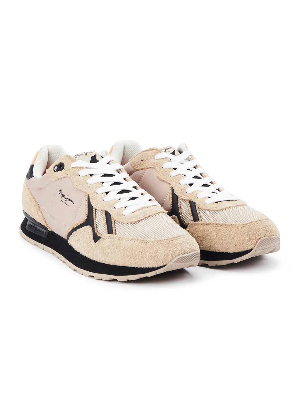 Beige And Black Retro Anti-skid Running Sneakers, , large image number 2
