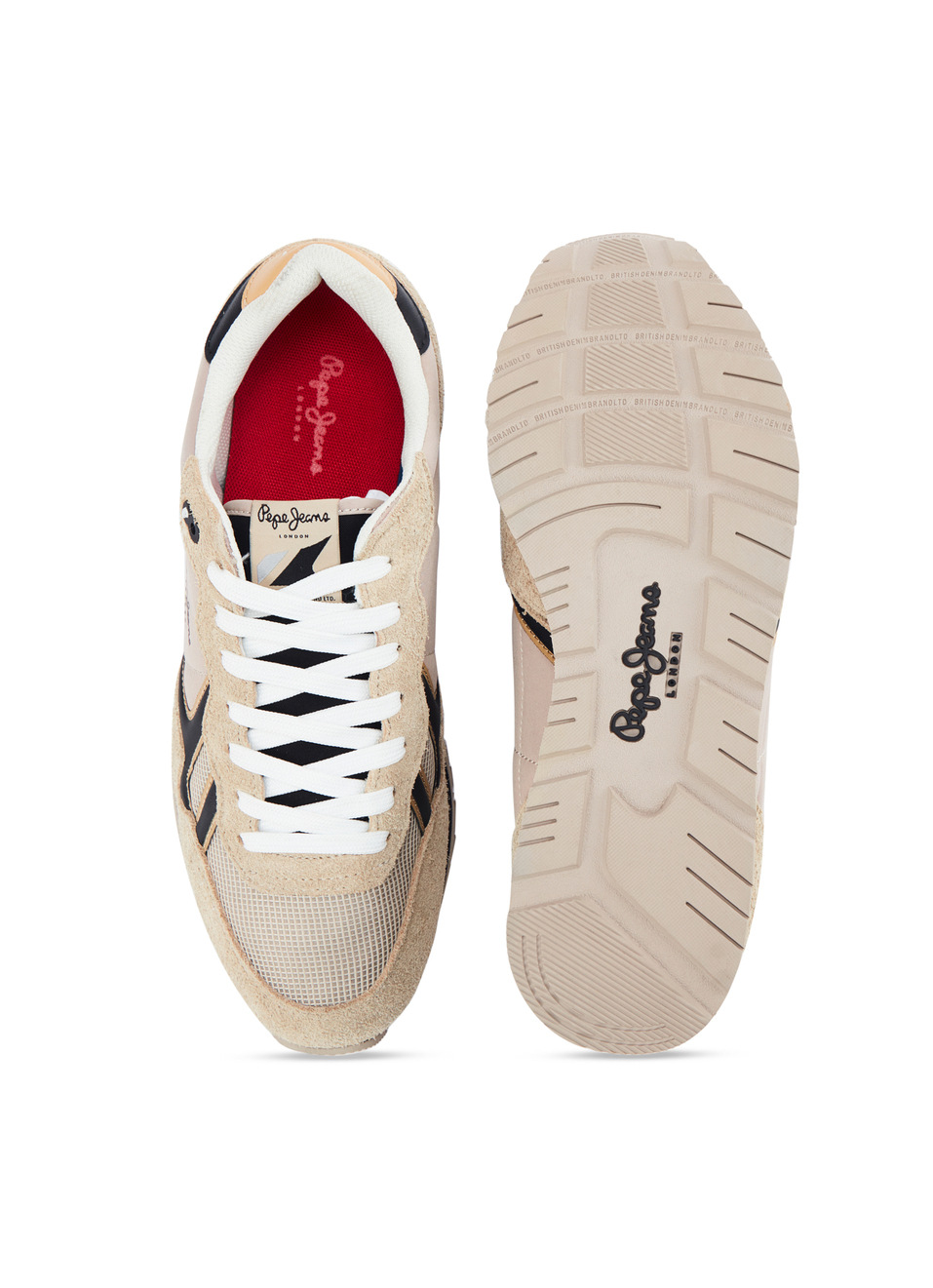 Beige And Black Retro Anti-skid Running Sneakers, , large image number 4