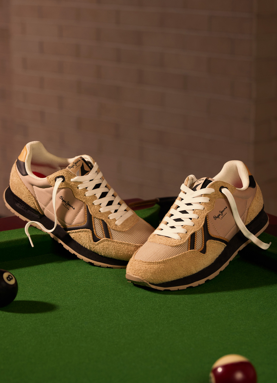 Beige And Black Retro Anti-skid Running Sneakers, , large image number 0