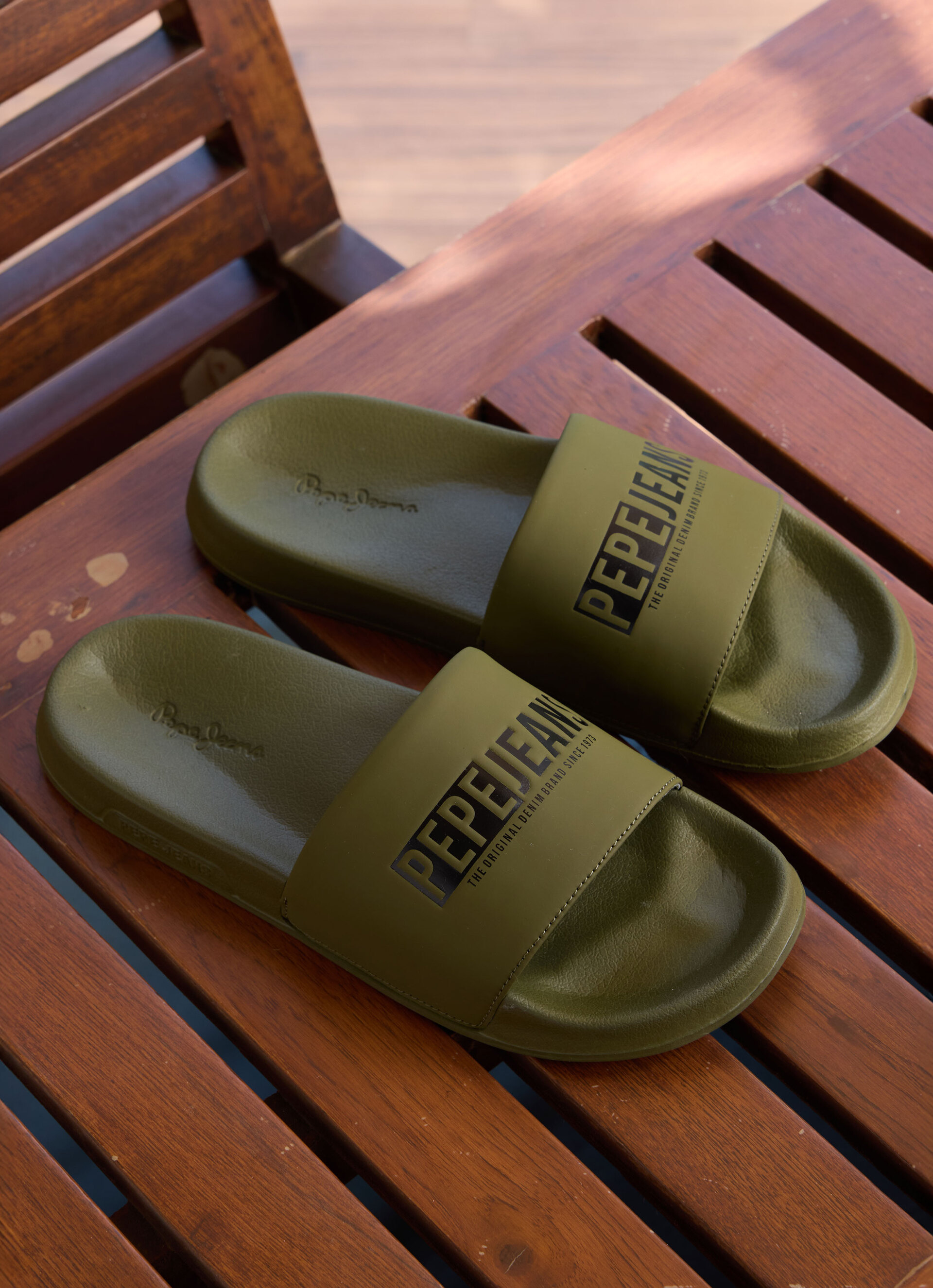 Green Logo Printed Anti-skid Beach Slides, , large image number 7