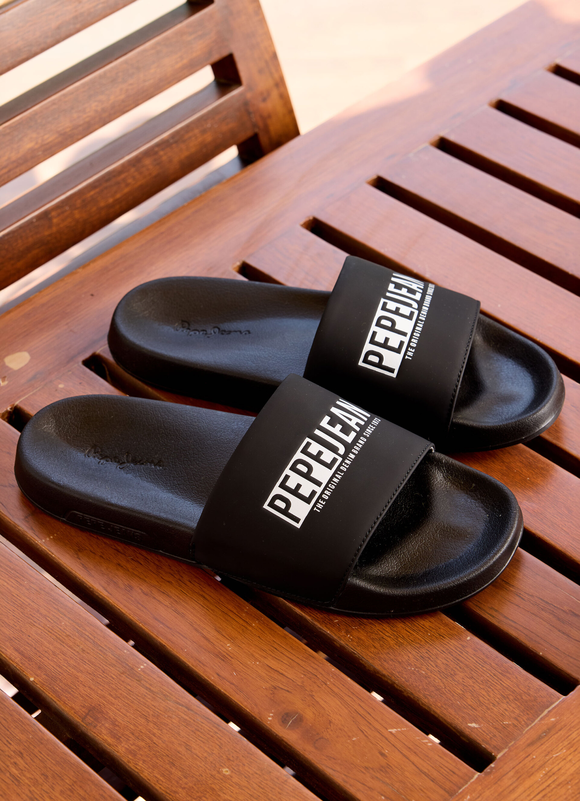 Black Logo Printed Anti-skid Beach Slides, , large image number 7