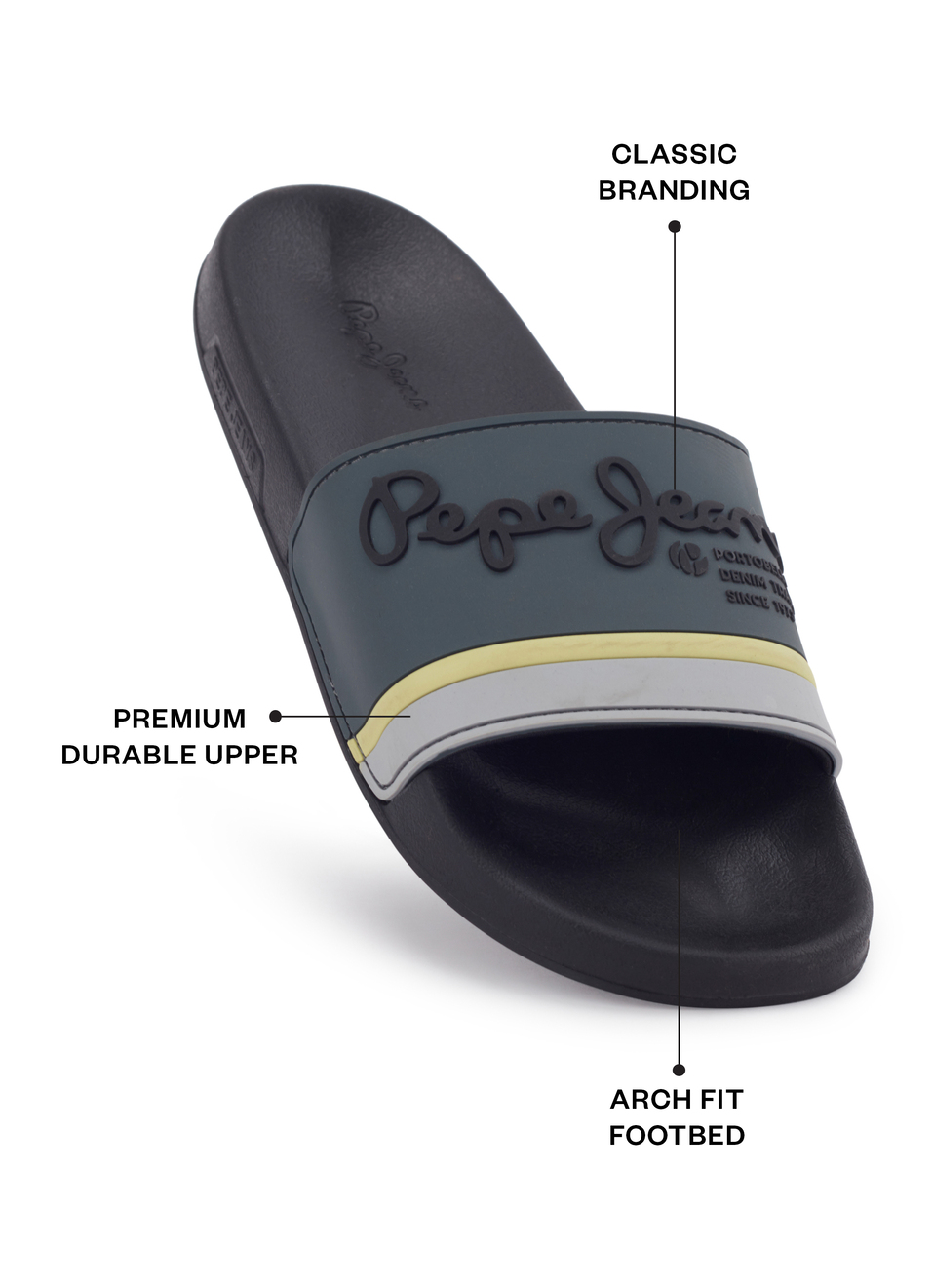 Khaki Green Lightweight Graphic Print Beach Slides, , large image number 1