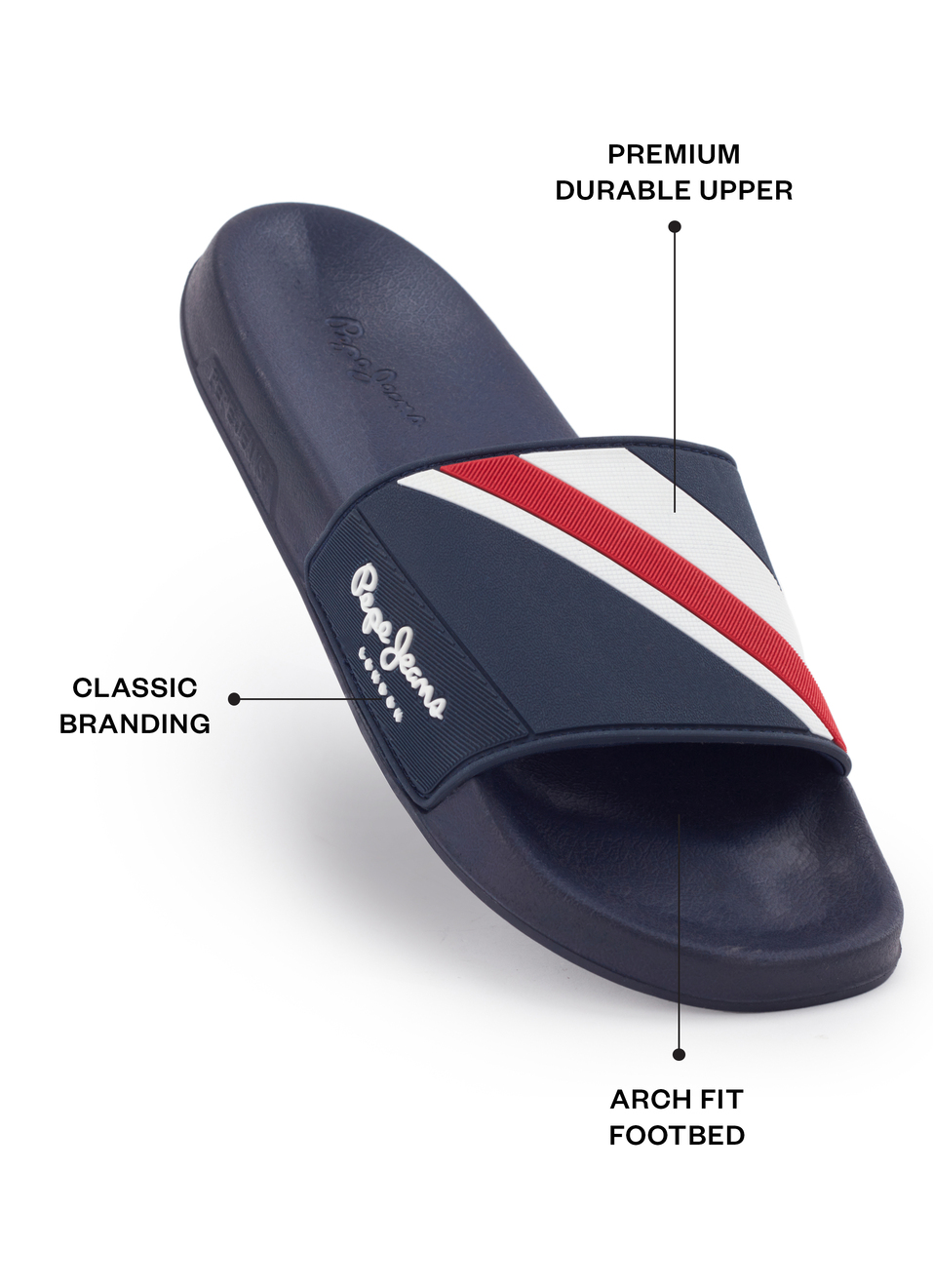 Navy Lightweight Textured Beach Slides, , large image number 1