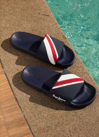Navy Lightweight Textured Beach Slides