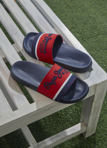 Red Lightweight Graphic Print Beach Slides