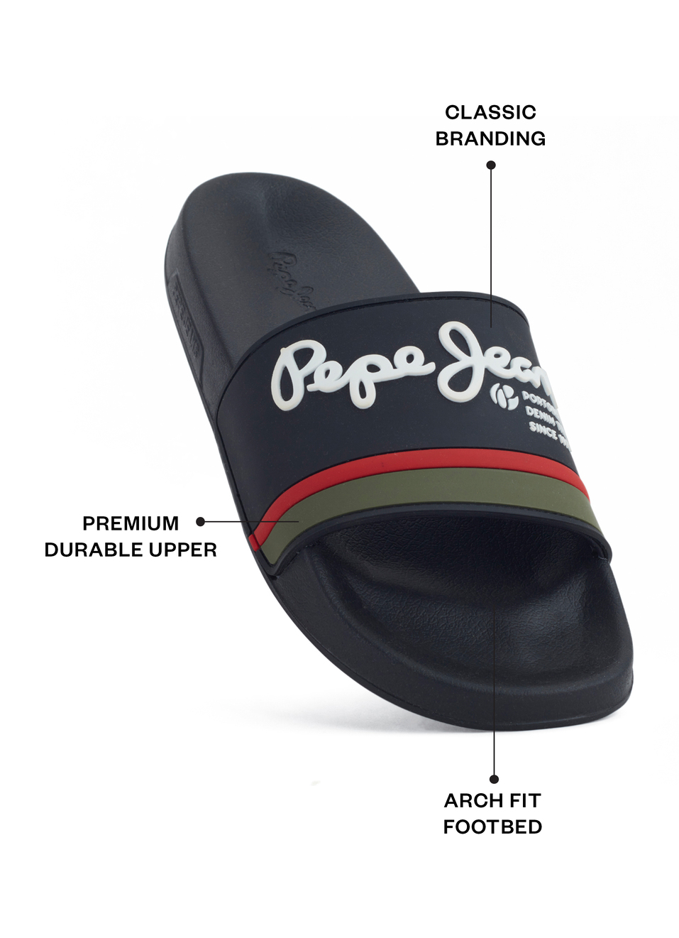Black Lightweight Graphic Print Beach Slides, , large image number 1