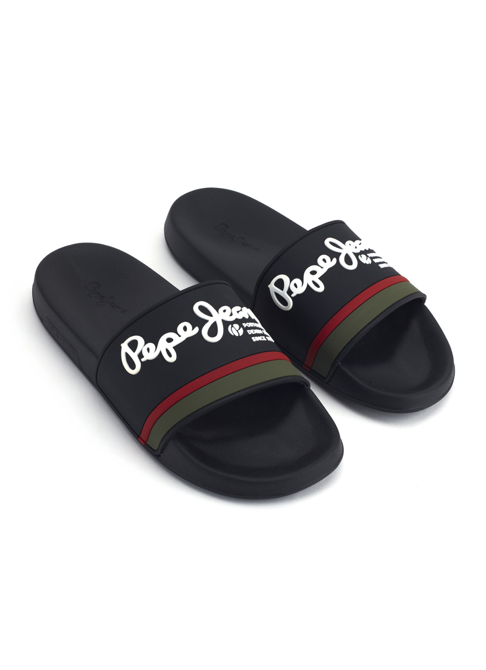 Black Lightweight Graphic Print Beach Slides, , large image number 2