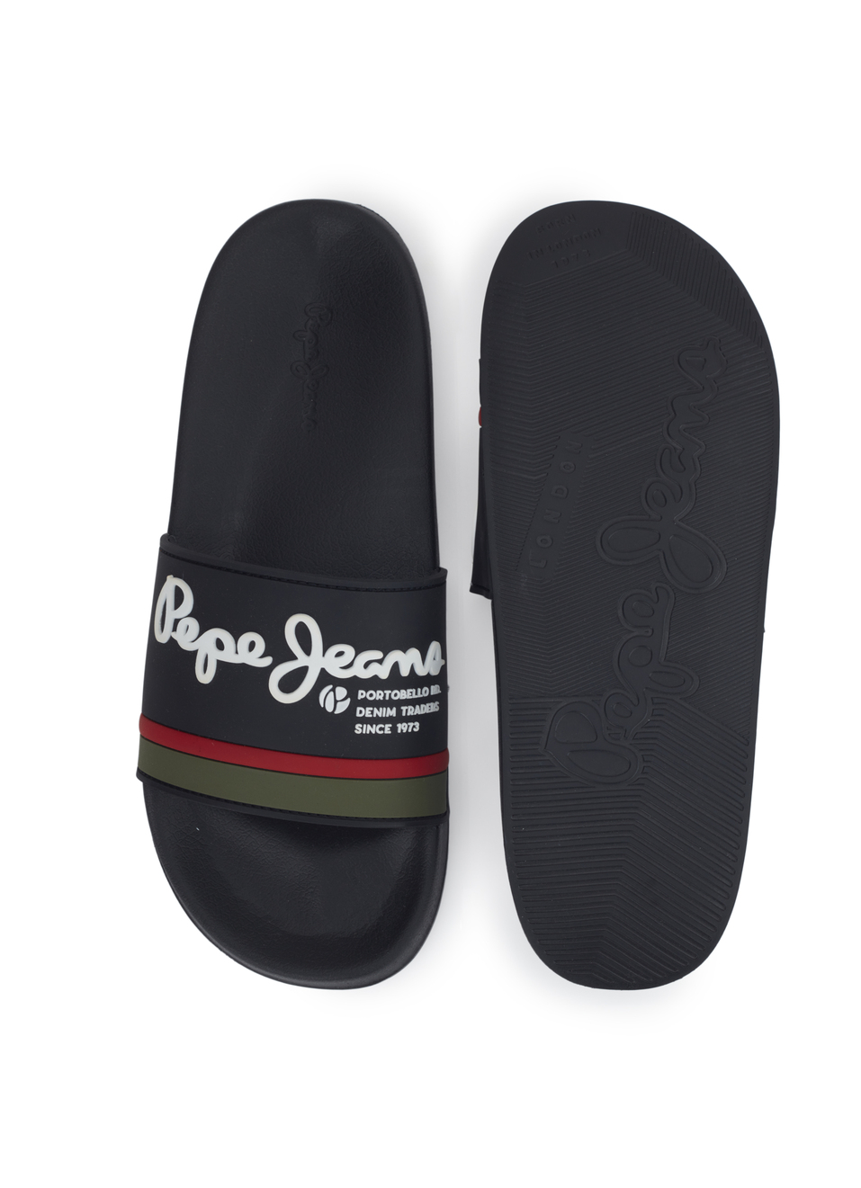 Black Lightweight Graphic Print Beach Slides, , large image number 3