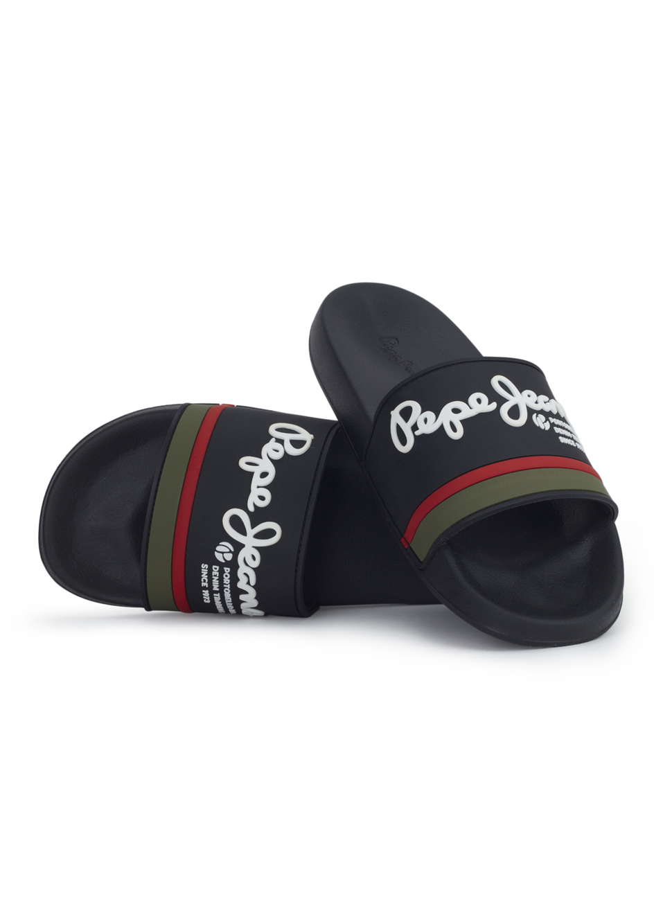 Black Lightweight Graphic Print Beach Slides, , large image number 4