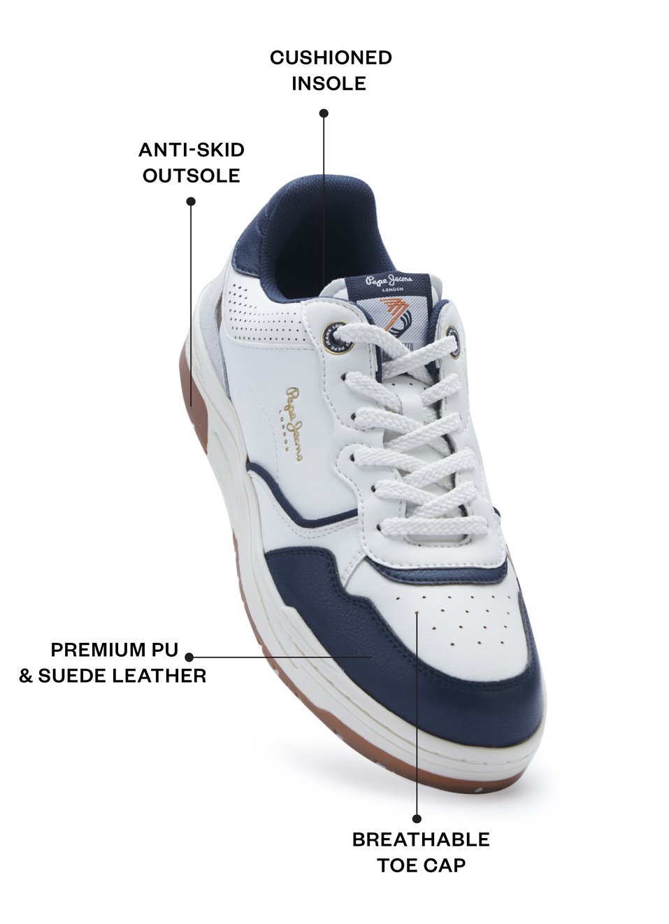 Men Navy Sneakers With Cushioned Insole & Anti Skid Outsole, , large image number 1