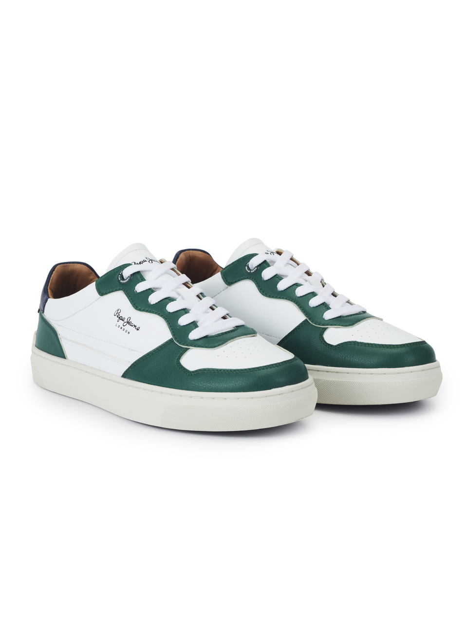 Men White & Green Pu Sneakers With Comfort Foam Insole, , large image number 2