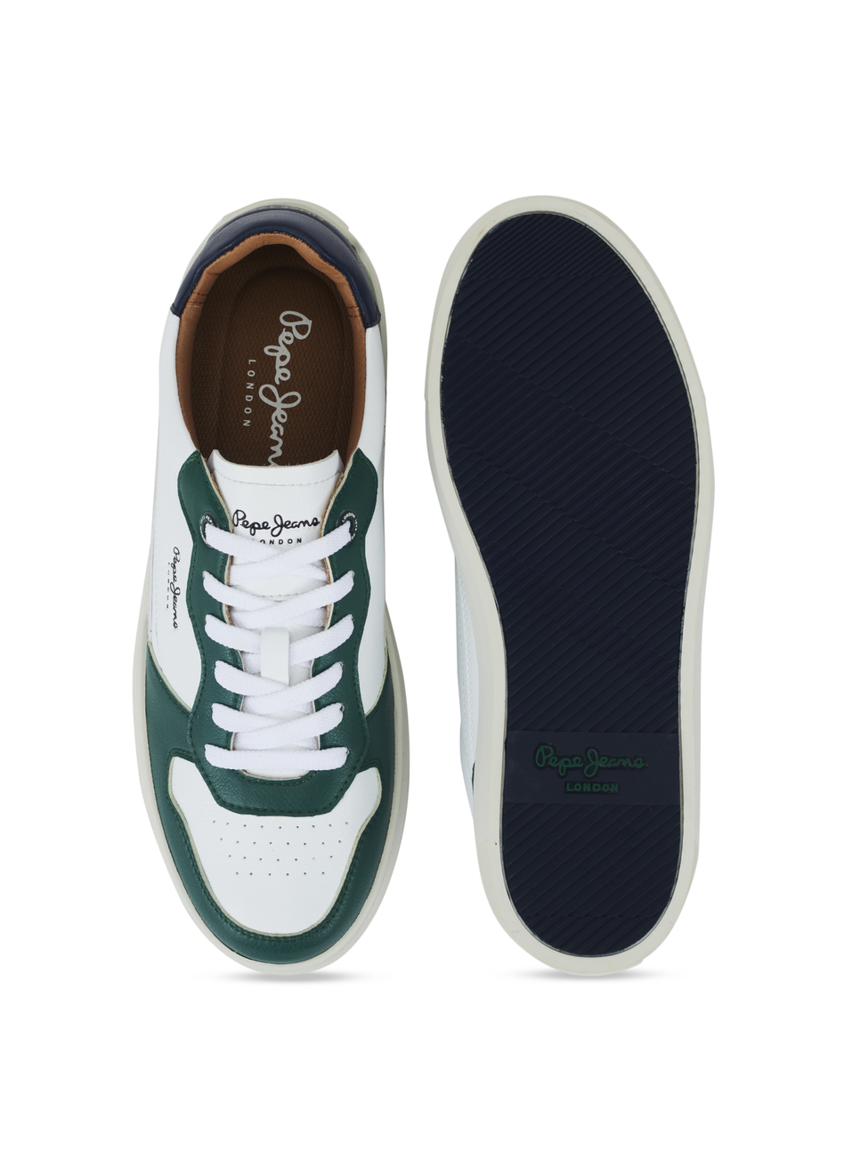 Men White & Green Pu Sneakers With Comfort Foam Insole, , large image number 4