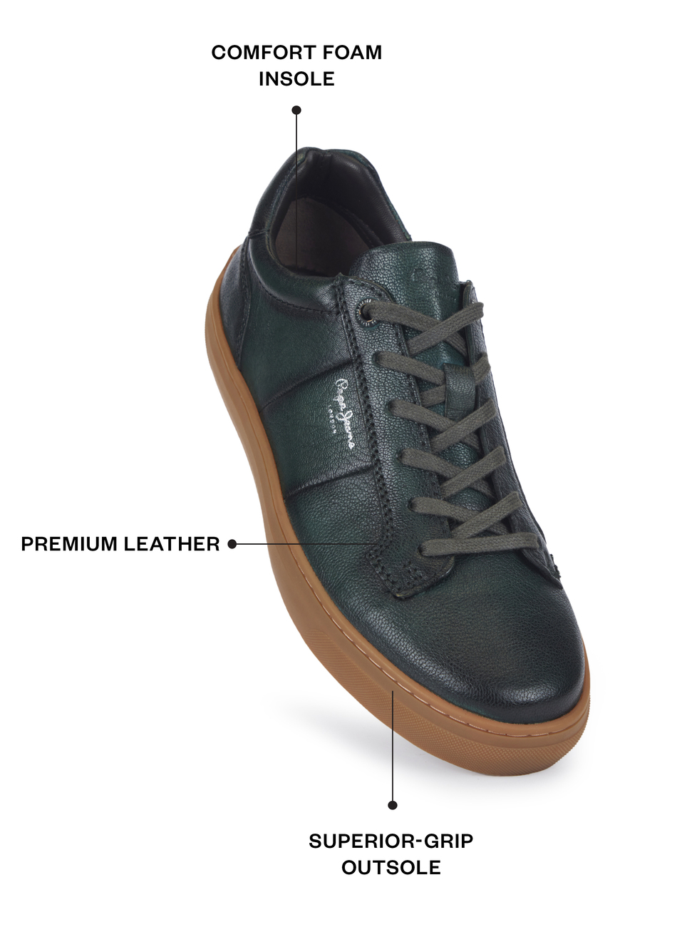 Men Green Premium Leather Sneakers, , large image number 1