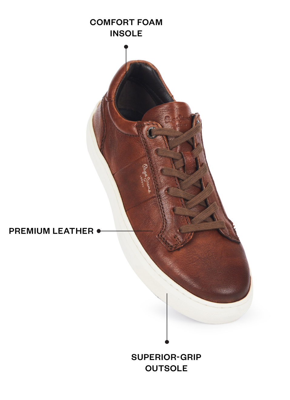 Men Brown Premium Leather Sneakers, , large image number 1
