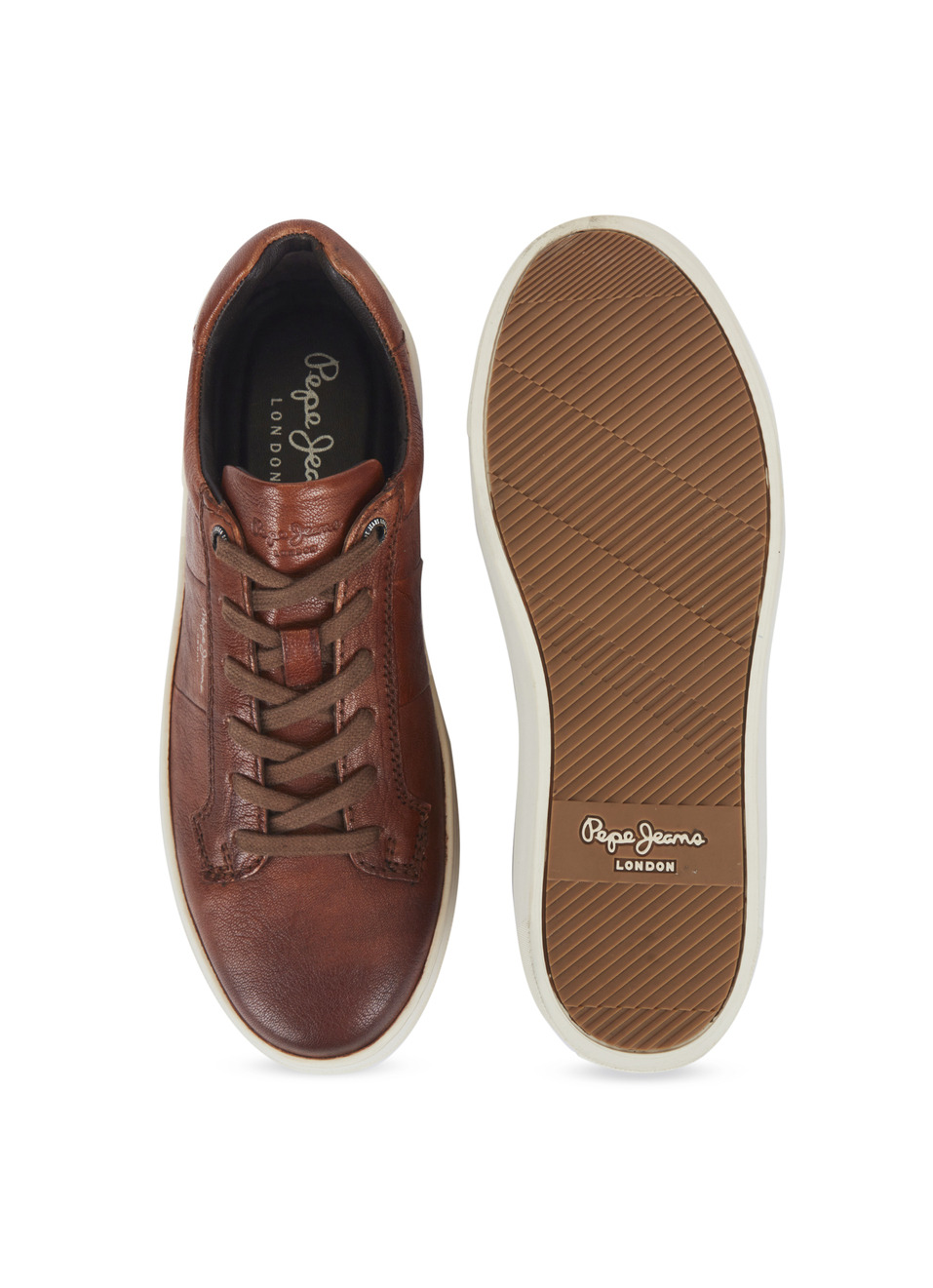 Men Brown Premium Leather Sneakers, , large image number 4