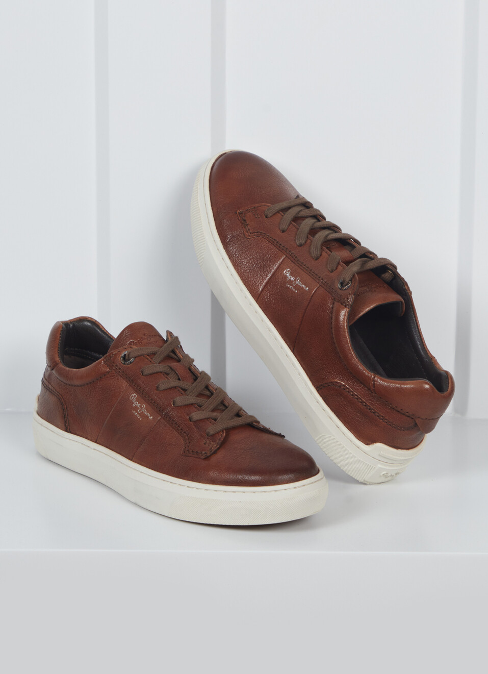 Men Brown Premium Leather Sneakers, , large image number 0