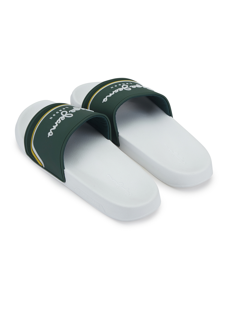 Men Green & White Slides With Arch Fit Footbed, , large image number 3