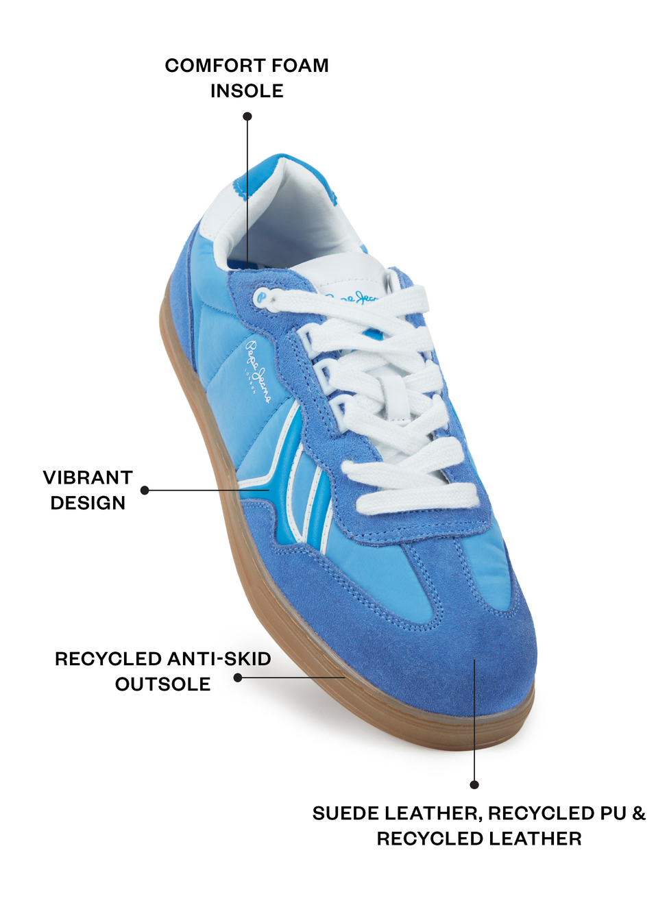 Men Dual-tone Blue Retro Sneakers, , large image number 1