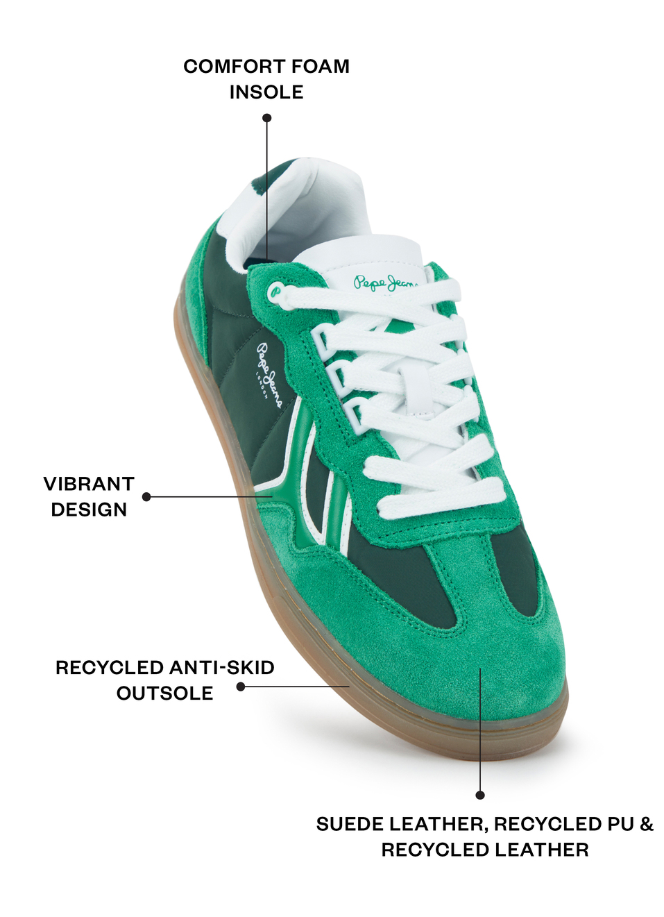Men Dual-tone Green Retro Sneakers, , large image number 1