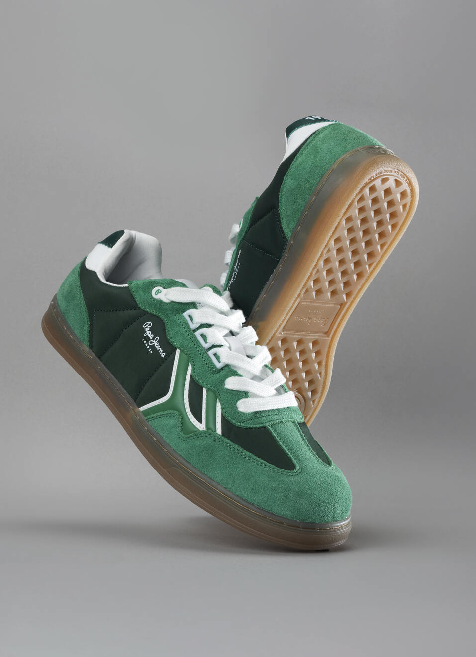 Men Dual-tone Green Retro Sneakers, , large image number 0