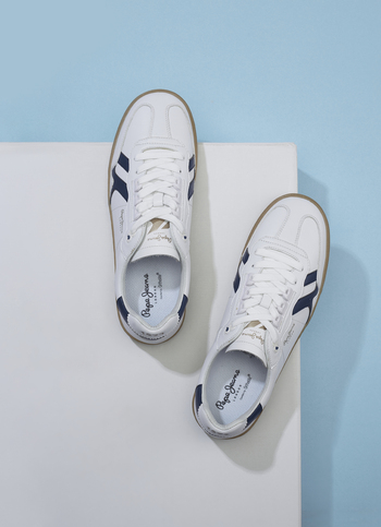 Men White Recycled Pu Leather Sneakers With Ortholite Insole