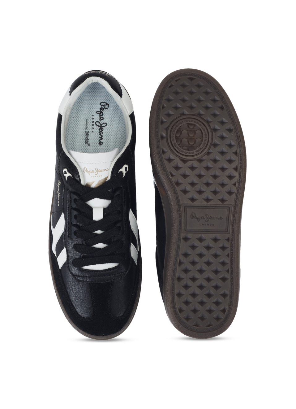 Men Black Premium Suede & Recycled Leather Sneakers With Ortholite Insole, , large image number 4