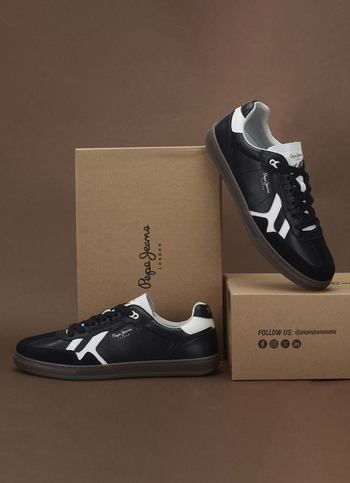 Men Black Premium Suede & Recycled Leather Sneakers With Ortholite Insole