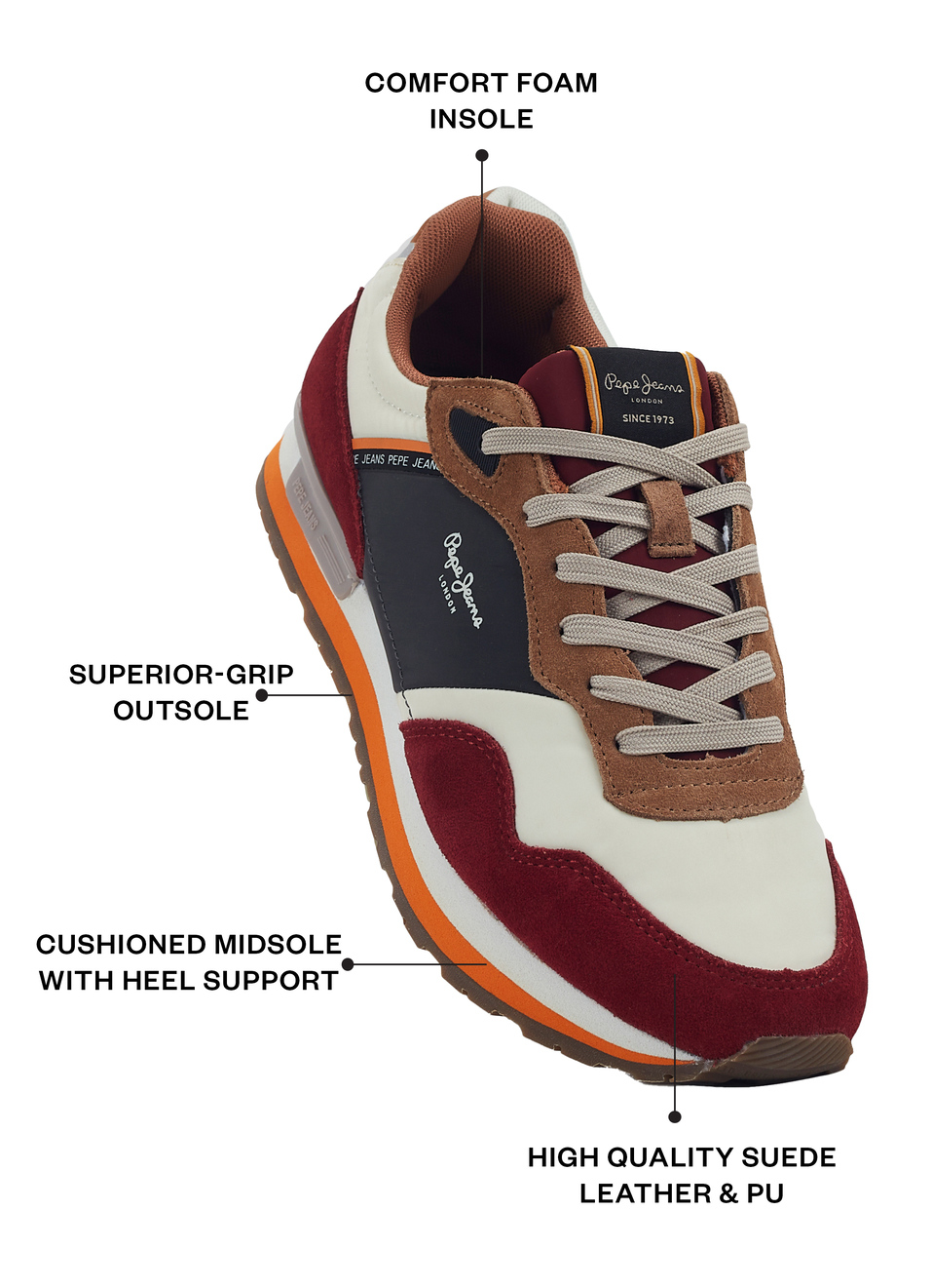 Men Red Color Block Sneakers, , large image number 1