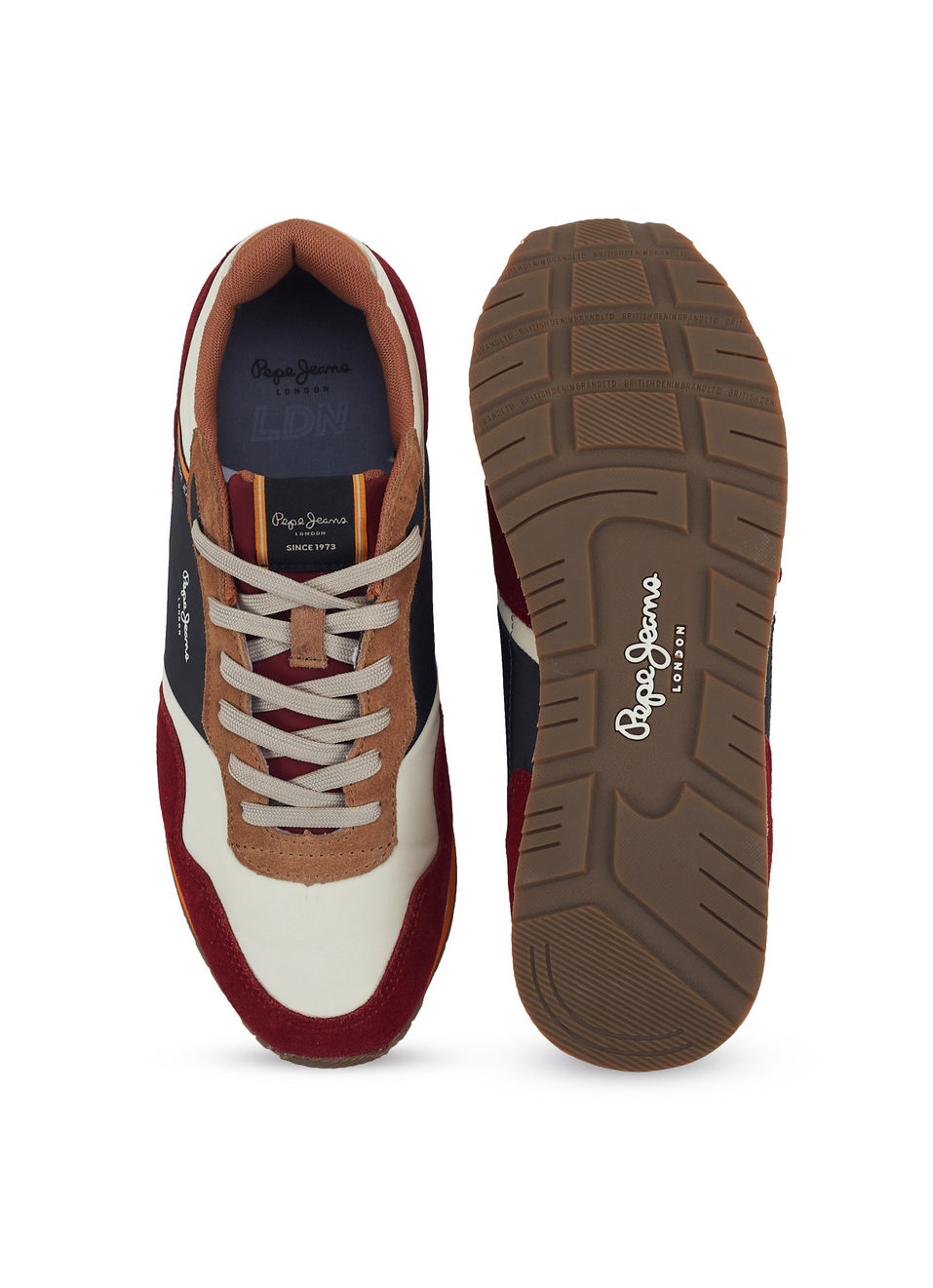 Men Red Color Block Sneakers, , large image number 4