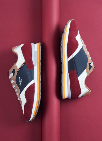 Men Red Color Block Sneakers