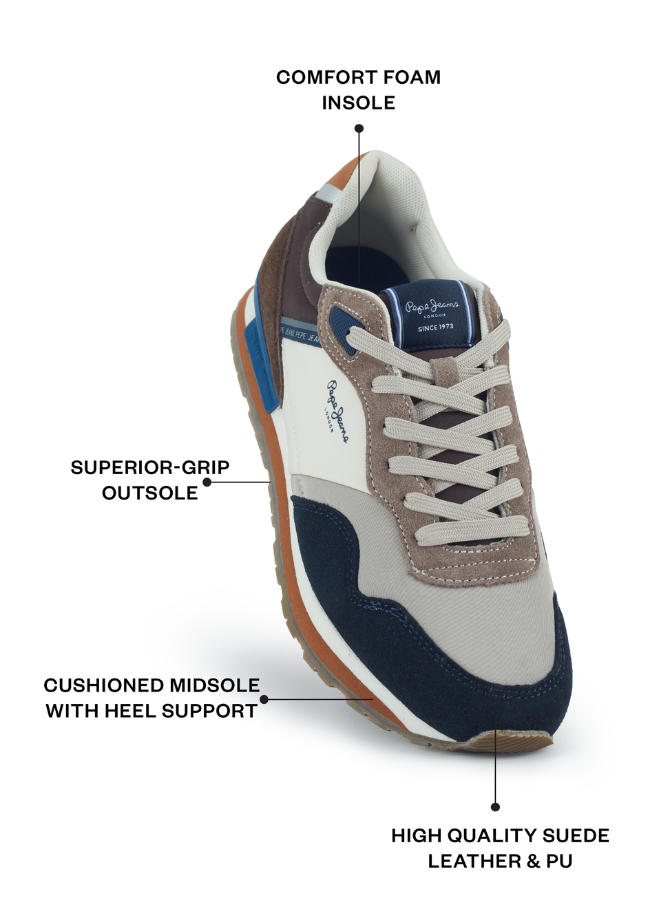 Men Navy Color Block Sneakers, , large image number 1