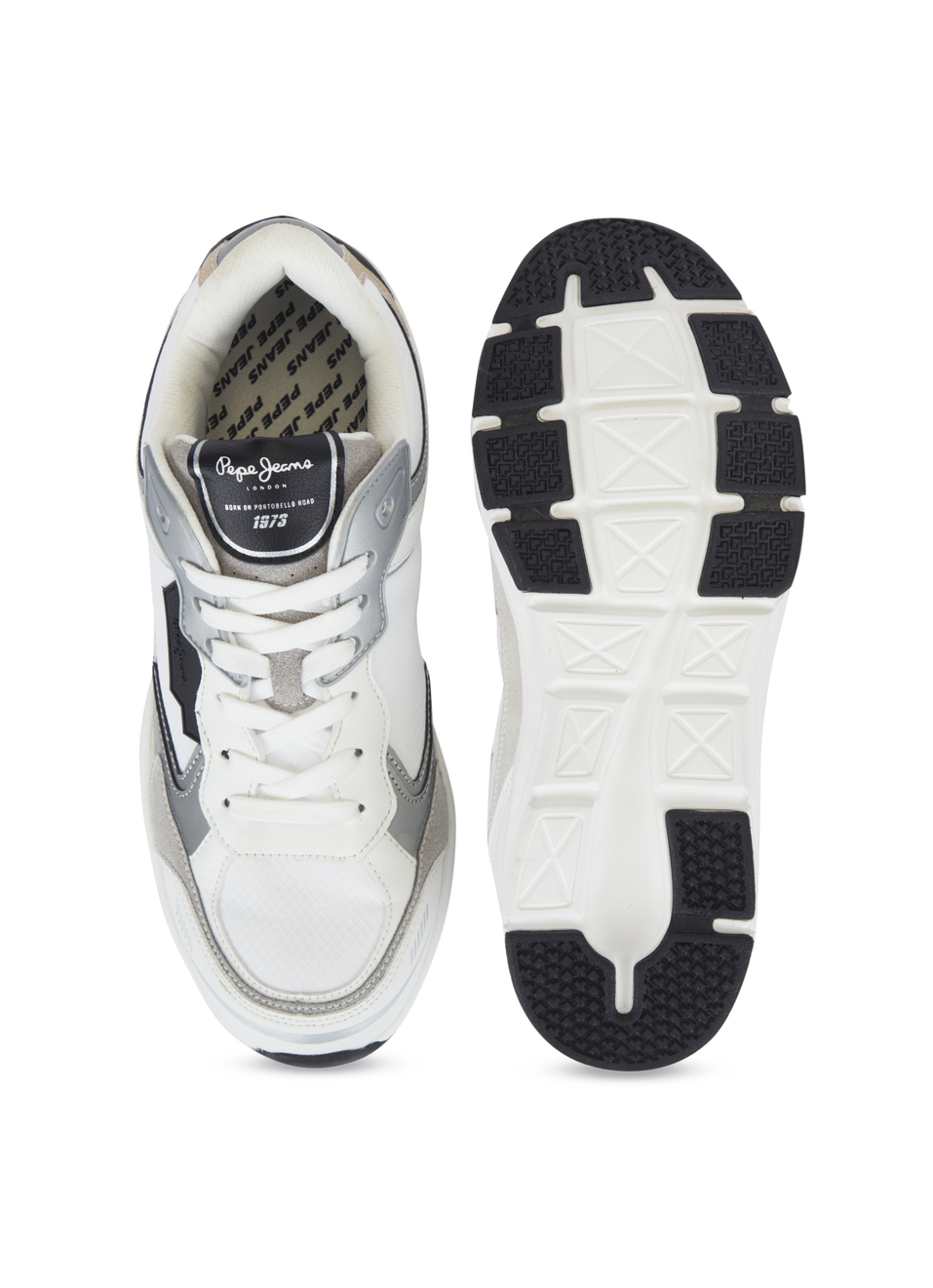 Men White Pu & Suede Leather Chunky Sneakers, , large image number 4