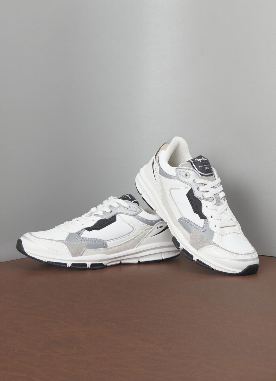 Men White Pu & Suede Leather Chunky Sneakers, , large image number 0