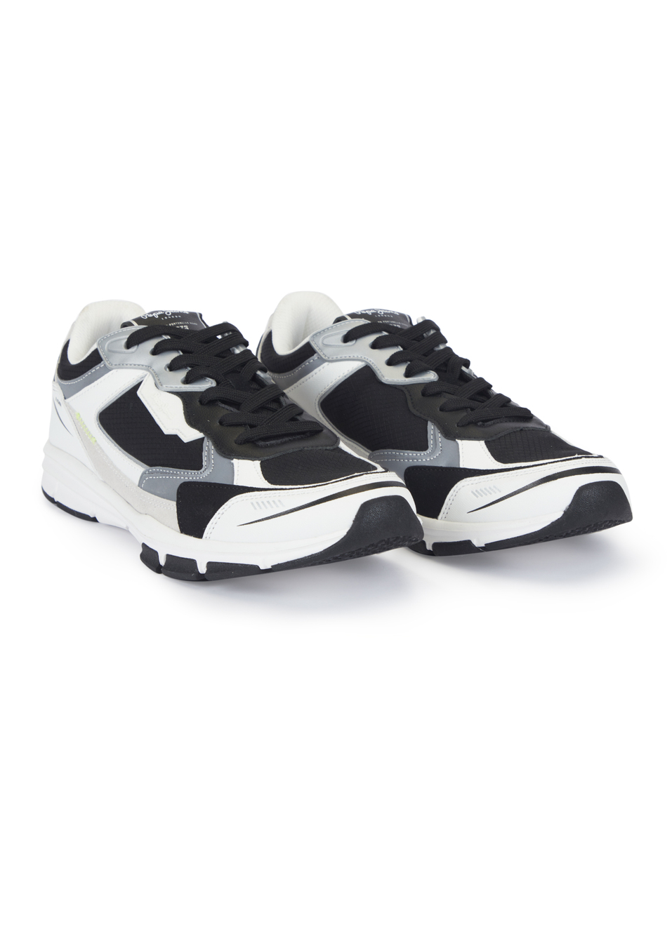 Men Black Pu & Suede Leather Chunky Sneakers, , large image number 2