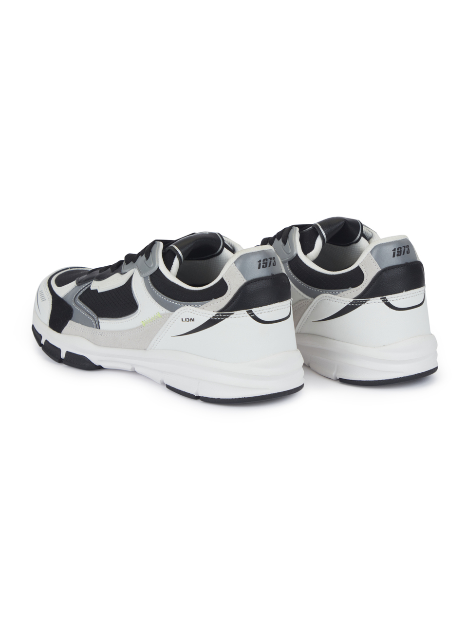 Men Black Pu & Suede Leather Chunky Sneakers, , large image number 3