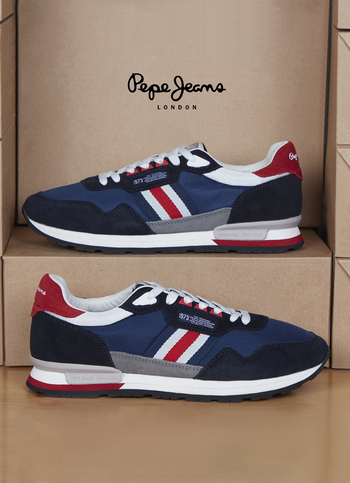 Men Navy Retro Inspired Sneakers