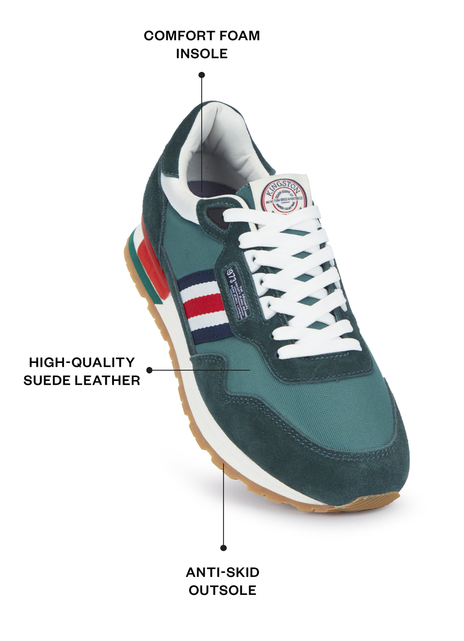 Men Ivy Green Retro Inspired Sneakers, , large image number 1