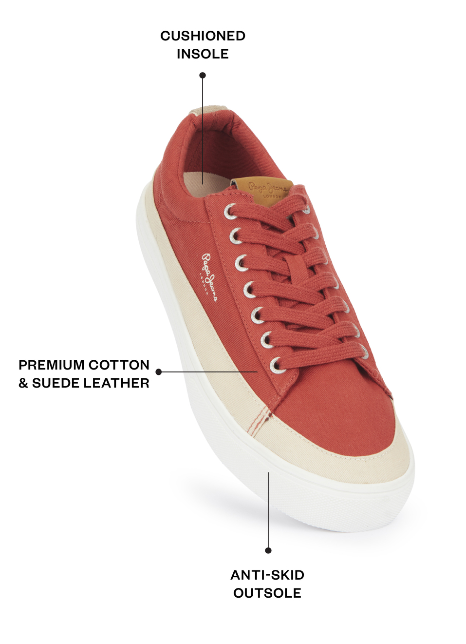 Men Orange & Beige Colorblock Casual Sneakers, , large image number 1