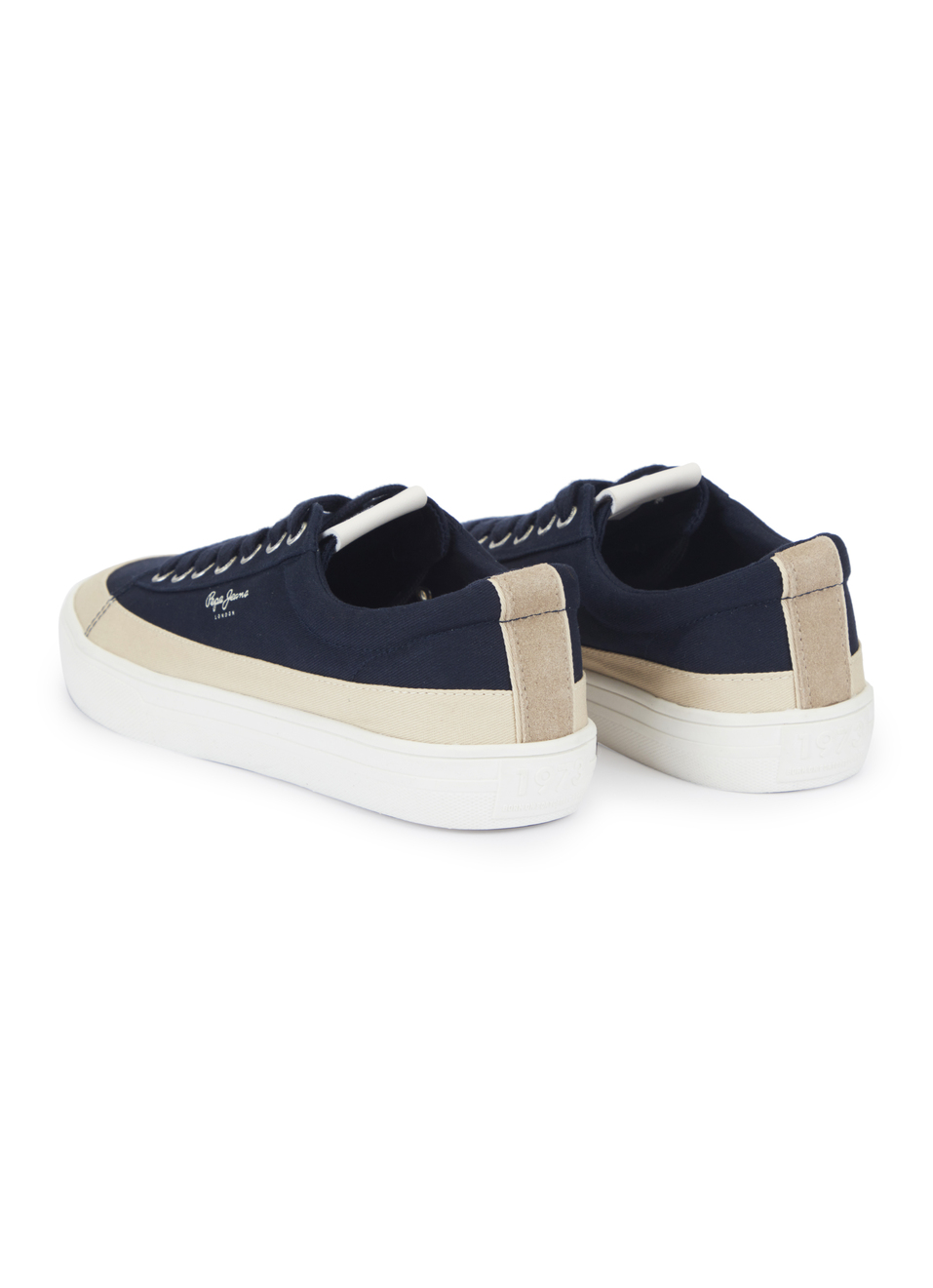 Men Navy & Beige Colorblock Casual Sneakers, , large image number 3