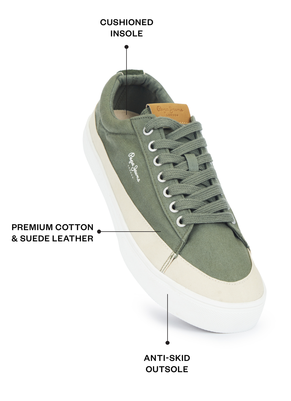 Men Green & Beige Colorblock Casual Sneakers, , large image number 1