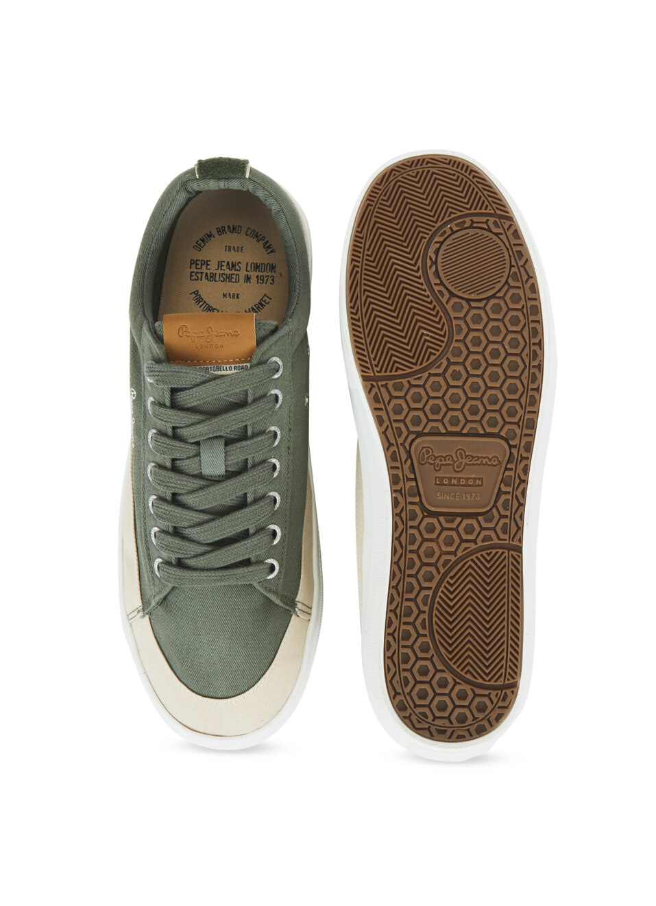 Men Green & Beige Colorblock Casual Sneakers, , large image number 4