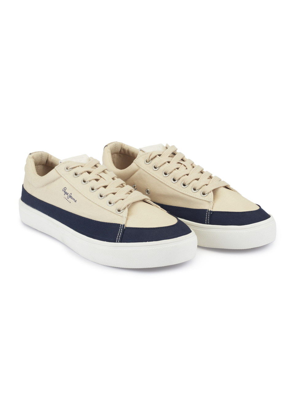 Men Beige & Navy Colorblock Casual Sneakers, , large image number 2