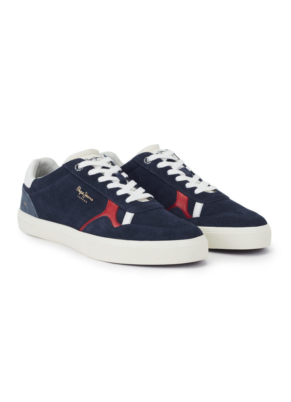 Men Navy Blue Suede Leather Sneakers With Anti-skid Rubber Sole, , large image number 2