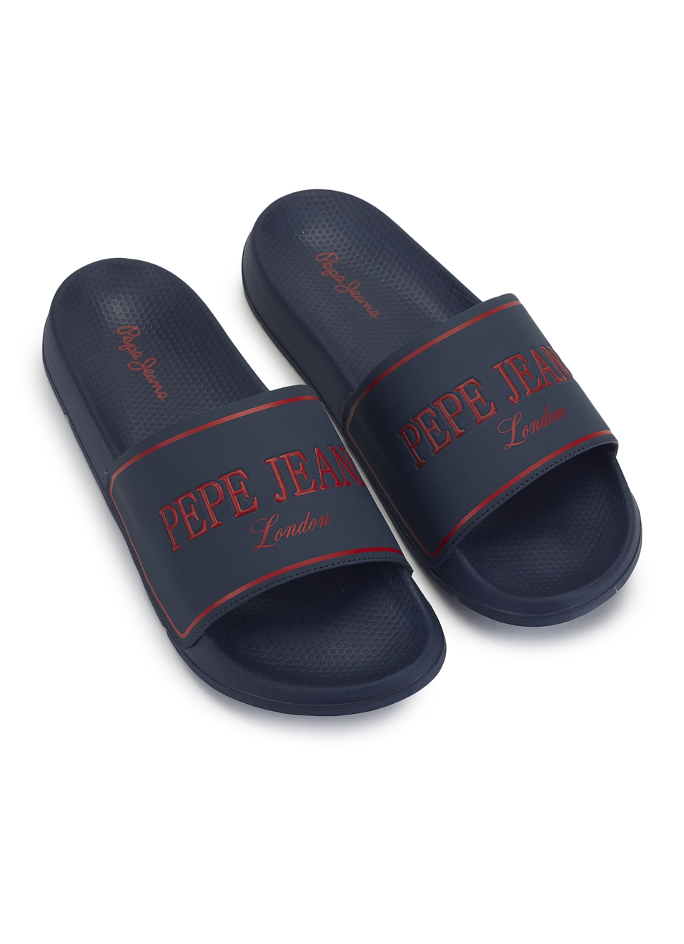 Men Navy Logo Print Anti Skid Sliders, , large image number 2